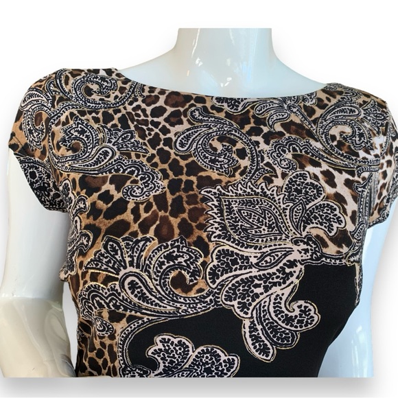 CACHE’ BLACK/GOLD BODYCON DRESS. WOMEN’S SIZE SMALL - Picture 5 of 7